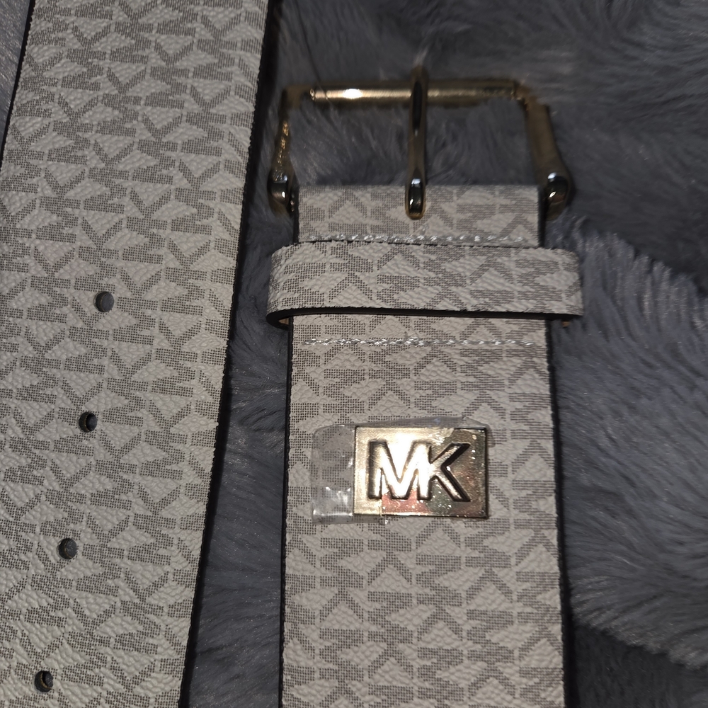 Michael Kors Gray Belt with Gold Buckle